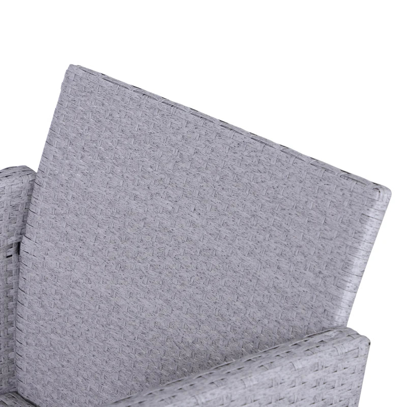 5-Piece Rattan Garden Furniture Set with Cushions & Table Grey and White Outdoor Set