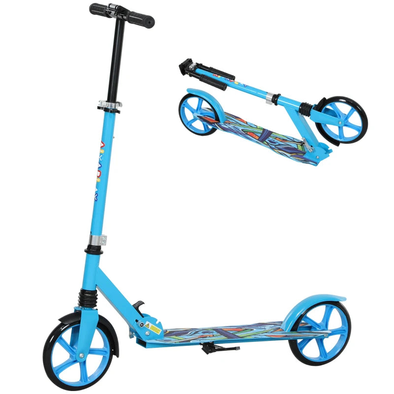 Foldable Kids Scooter with Adjustable Handlebar & Rear Fender Brake – Blue, Ages 6-12