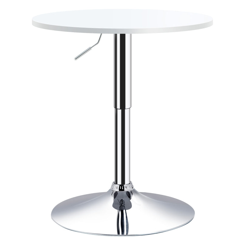 Round Adjustable Bistro Table with Swivel Surface, 60cm, White Metal