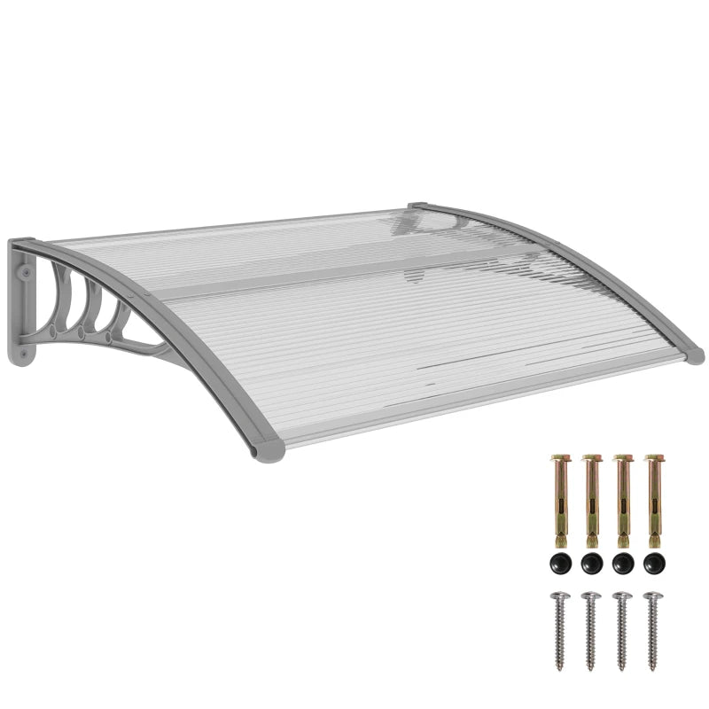 Durable Clear Door Canopy 100x75cm – Aluminum Frame & Water-Resistant Polycarbonate