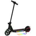 Folding Electric Scooter for Kids with Dual Brakes, Front Suspension, LED Lights, Black