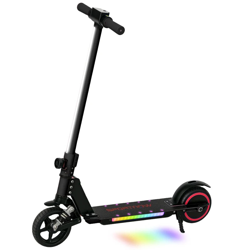Folding Electric Scooter for Kids with Dual Brakes, Front Suspension, LED Lights, Black
