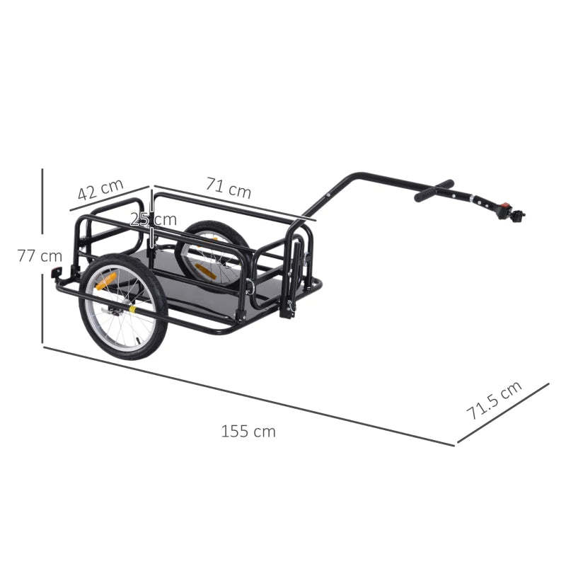 Bike Cargo Trailer – Steel Storage Cart with Hitch, Black