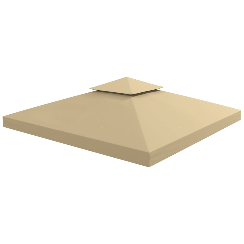 Deep Beige Gazebo Canopy Replacement – Durable Double Tier Roof Cover 3m