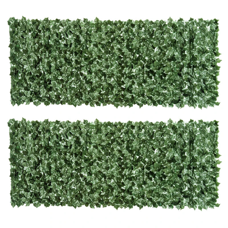 Dark Green Artificial Leaf Hedge Screen Fence, 2.4m x 1m, Easy Install Privacy Panel