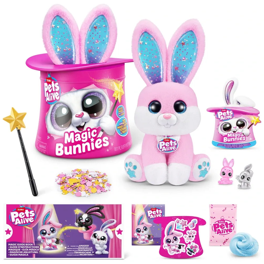 Pets Alive by ZURU Magic Bunnies Pink Interactive Plush Toy Set