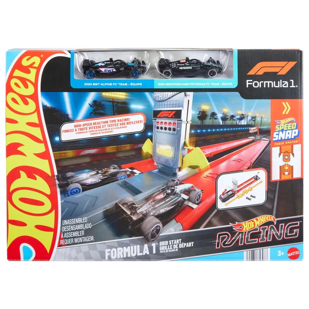 Hot Wheels F1 Grid Start Racing Track Playset, Includes 2 Die-Cast Cars