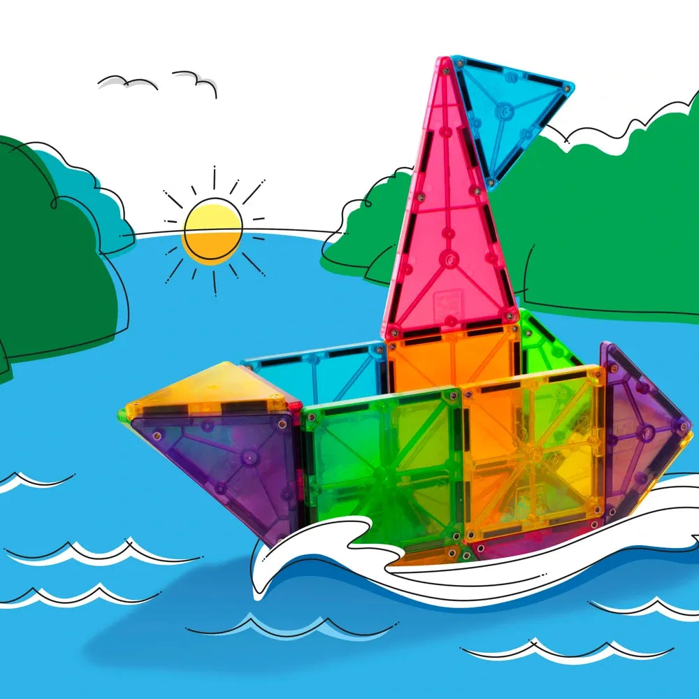 MAGNA-TILES Clear Colours Magnetic Construction Set, 32-Piece