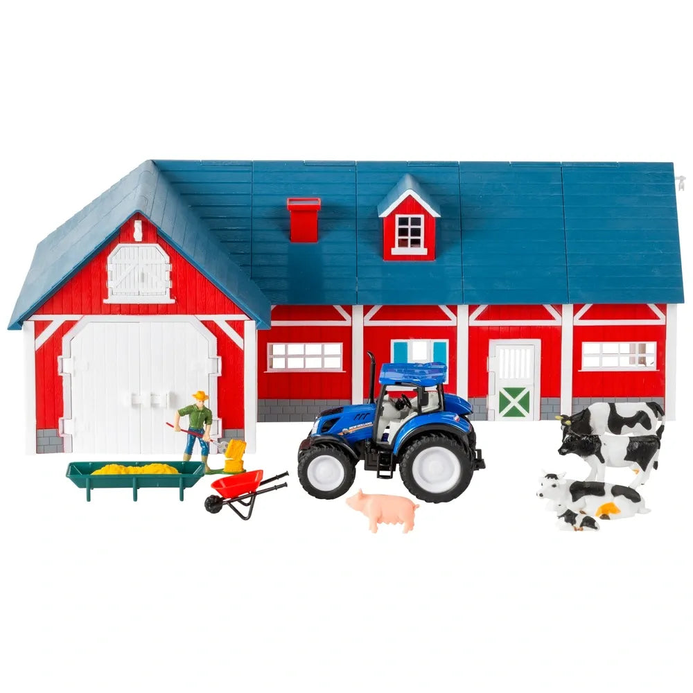 Big Harvest Farm 1:32 Scale Red Barn Playset with New Holland Tractor