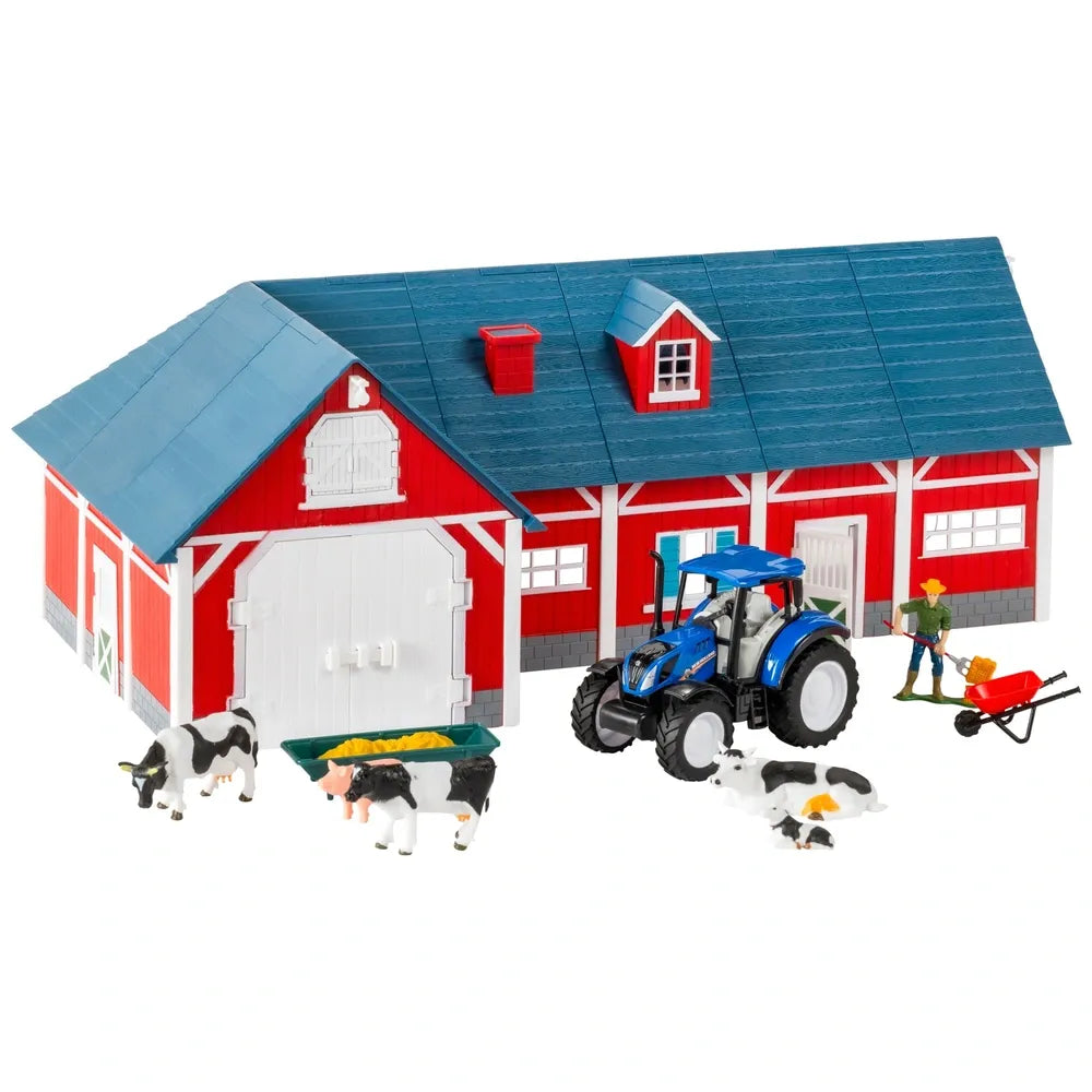 Big Harvest Farm 1:32 Scale Red Barn Playset with New Holland Tractor