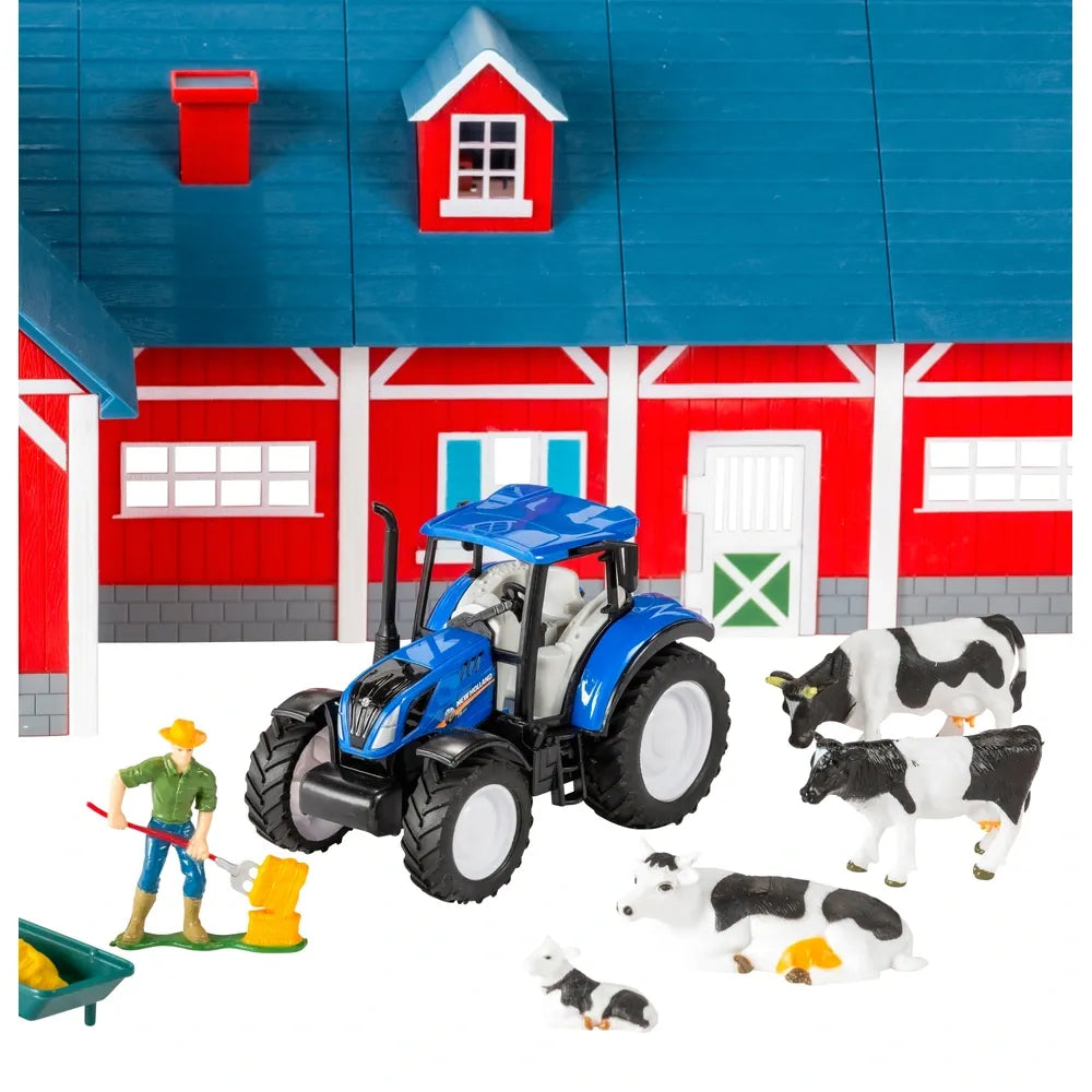 Big Harvest Farm 1:32 Scale Red Barn Playset with New Holland Tractor