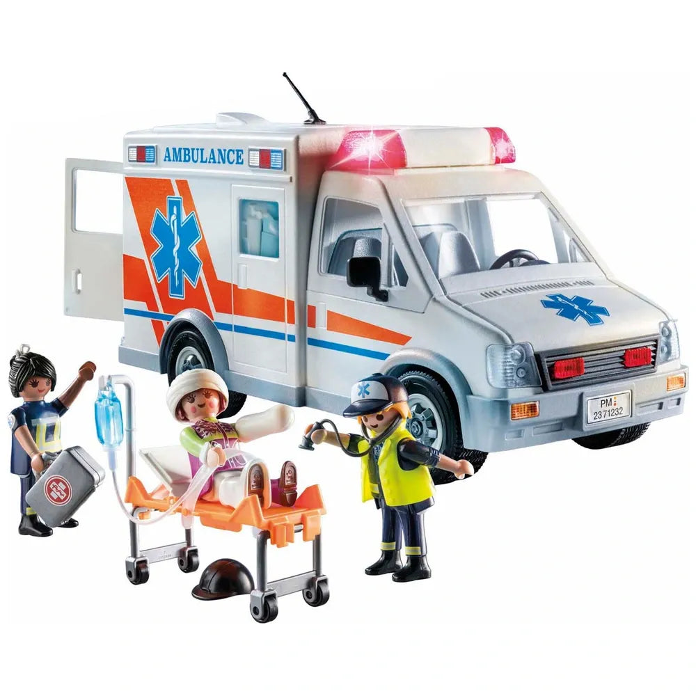 Playmobil City Action 71232 Ambulance Set with Lights & Sounds, 63 Pieces