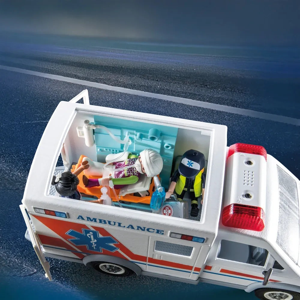 Playmobil City Action 71232 Ambulance Set with Lights & Sounds, 63 Pieces