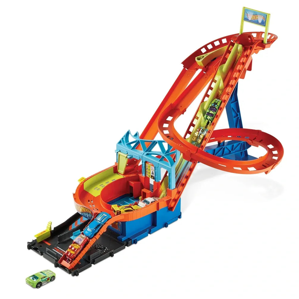 Hot Wheels City Roller Coaster Rally Playset – Includes 5 Cars