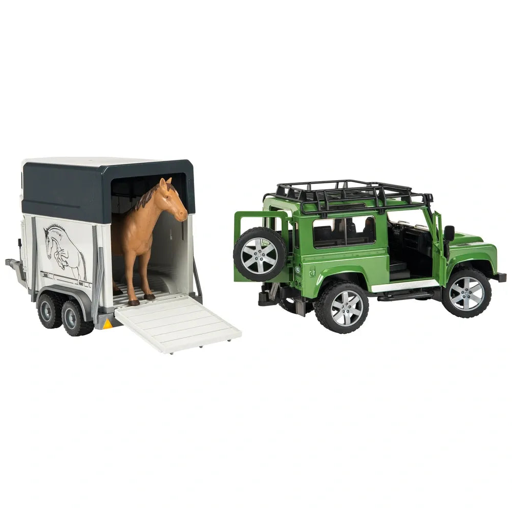 Bruder 1:16 Scale Land Rover Defender with Horse Trailer