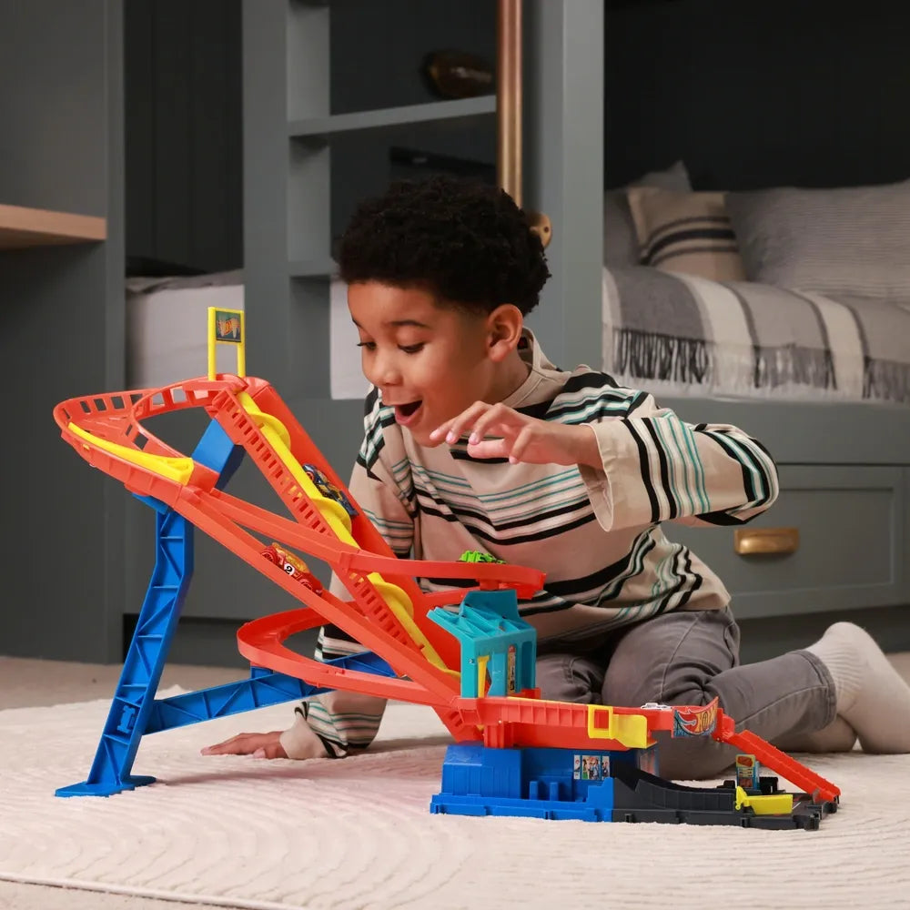 Hot Wheels City Roller Coaster Rally Playset – Includes 5 Cars