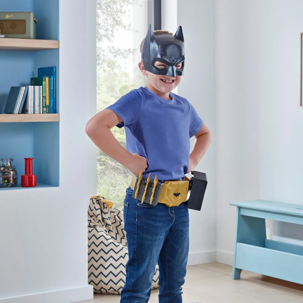 DC Batman Costume Accessories Mask & Utility Belt Gear-Up Set for Kids