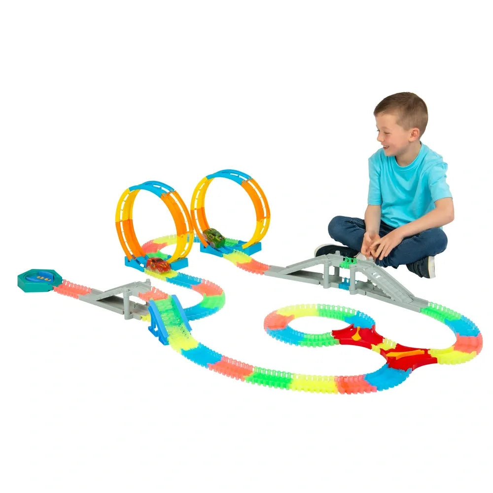 Glow Tracks Glow-in-the-Dark Double Loop Race Track Set