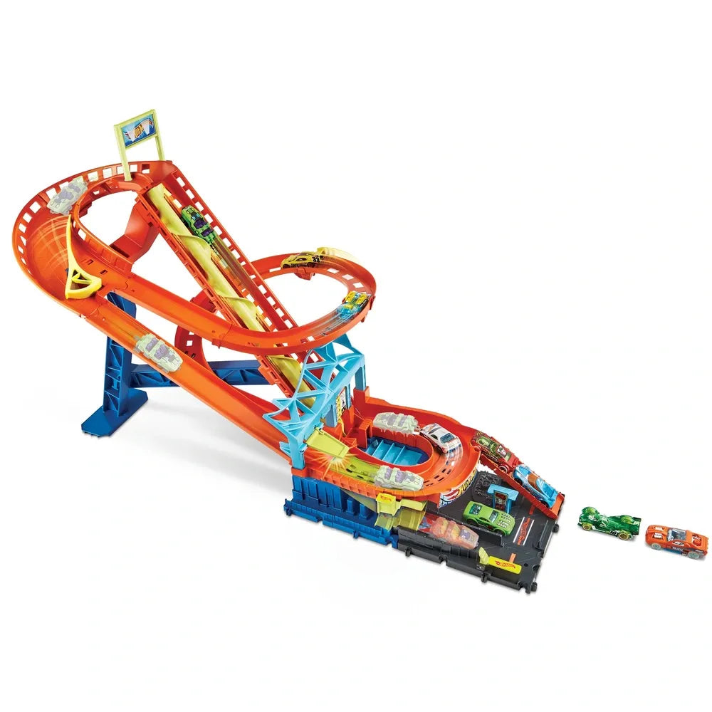Hot Wheels City Roller Coaster Rally Playset – Includes 5 Cars