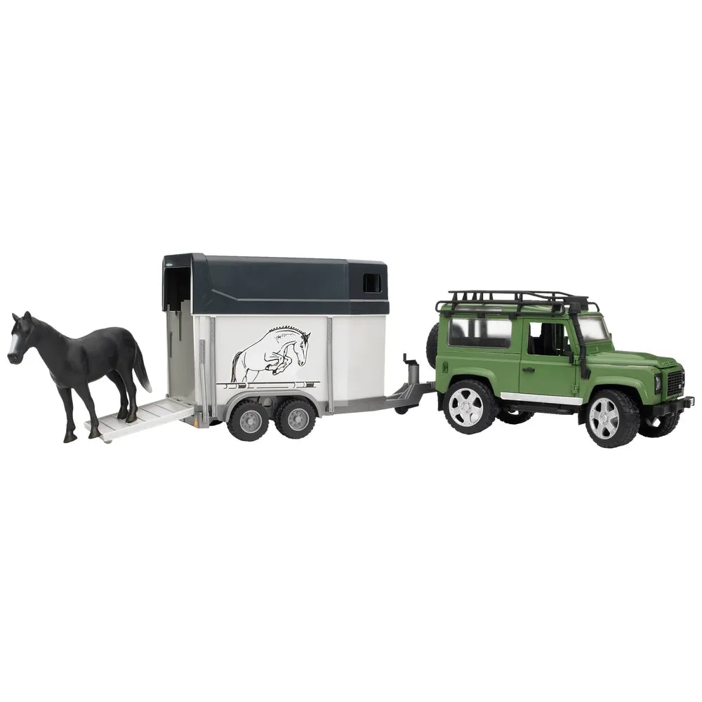 Bruder 1:16 Scale Land Rover Defender with Horse Trailer