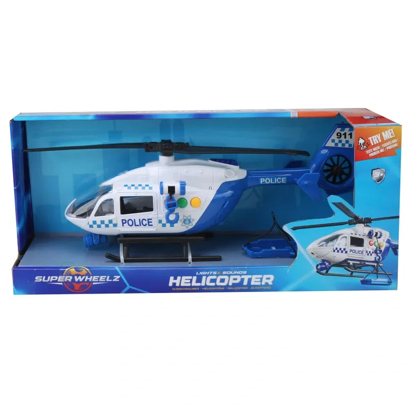 Super Wheelz RC Police Helicopter with Lights and Sounds