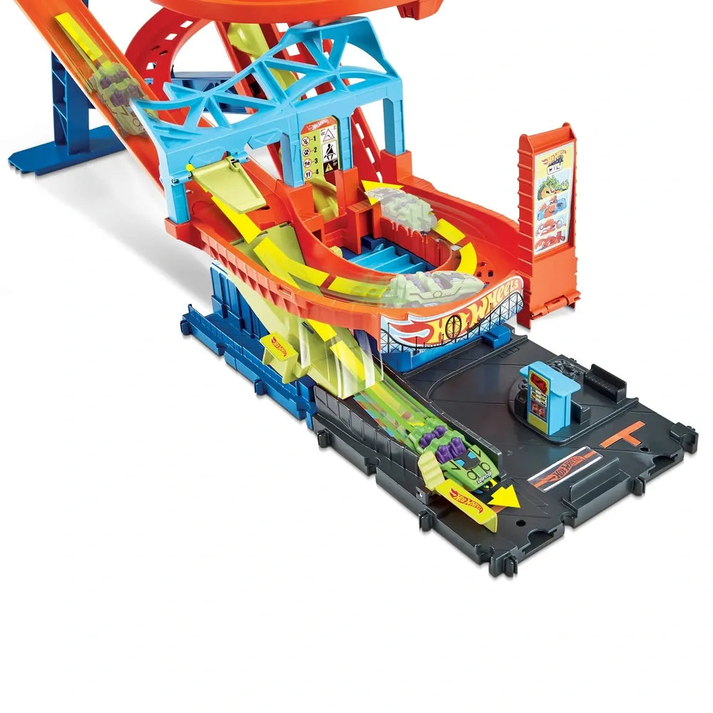 Hot Wheels City Roller Coaster Rally Playset – Includes 5 Cars