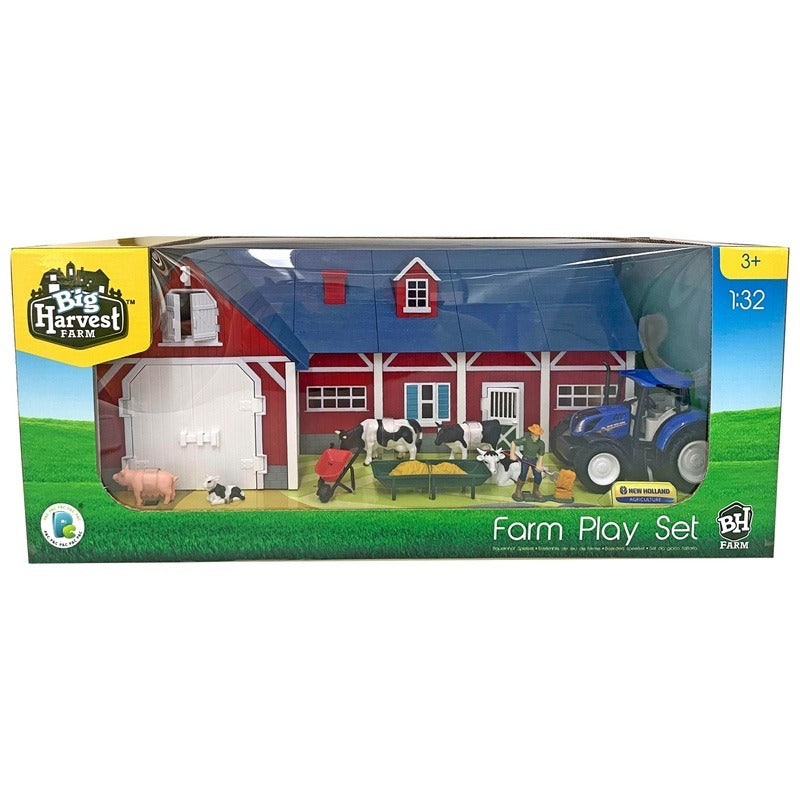 Big Harvest Farm 1:32 Scale Red Barn Playset with New Holland Tractor