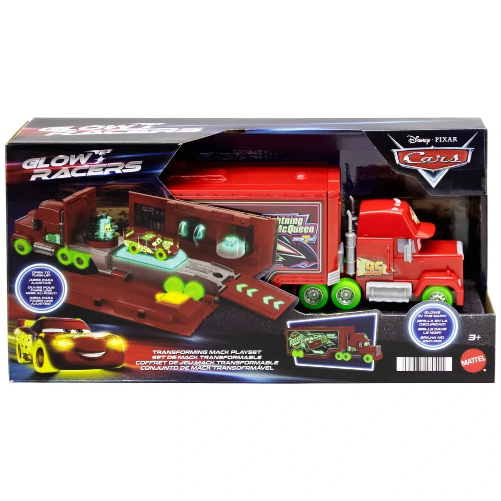 Disney Cars Glow Racers Transforming Mack Truck Playset with Light-Up Features