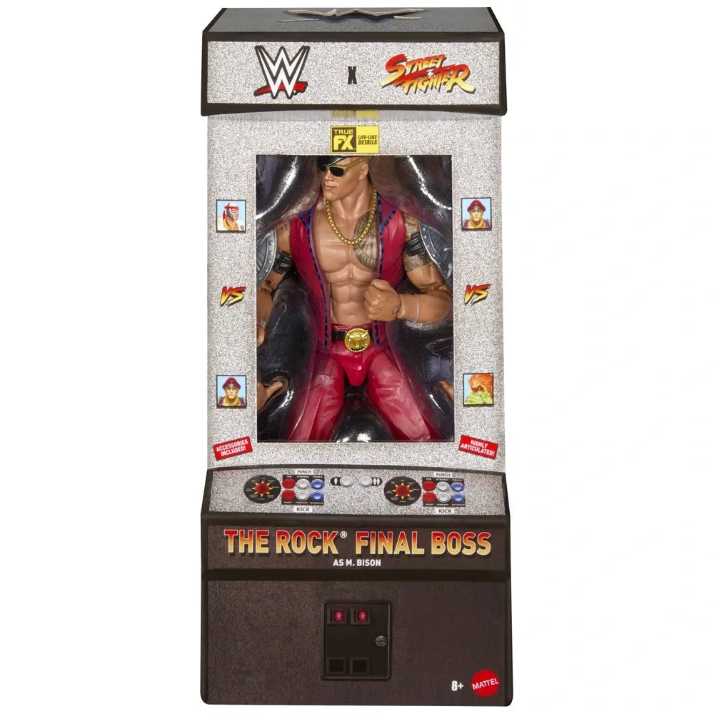 WWE Elite x Street Fighter The Rock Final Boss as M. Bison Action Figure