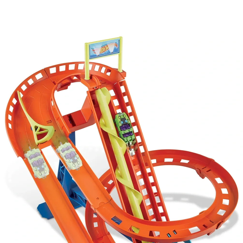 Hot Wheels City Roller Coaster Rally Playset – Includes 5 Cars