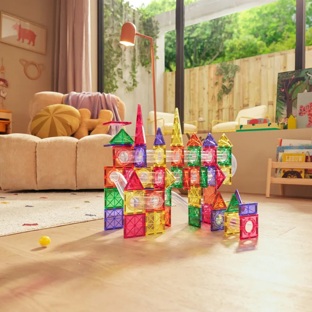 125-Piece Magnetic Tiles Ball Run Construction Set