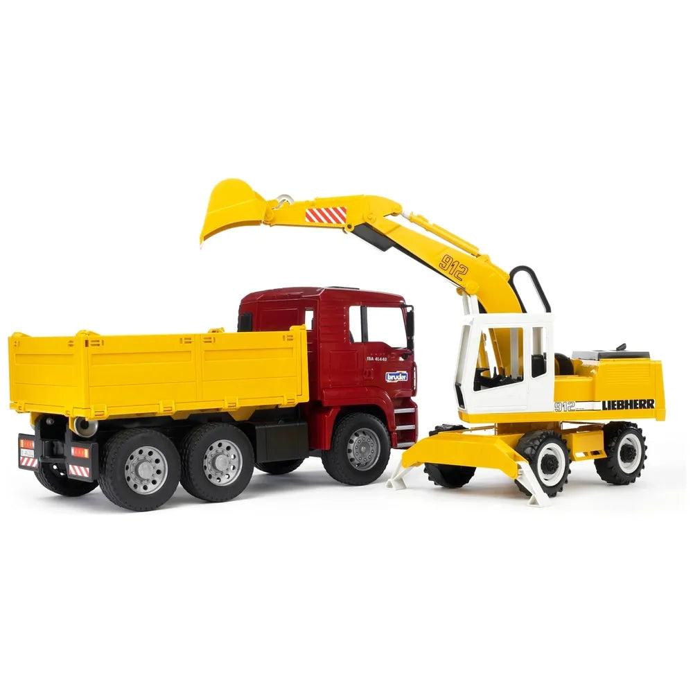 Bruder MAN TGA Construction Truck with Liebherr Excavator Toy