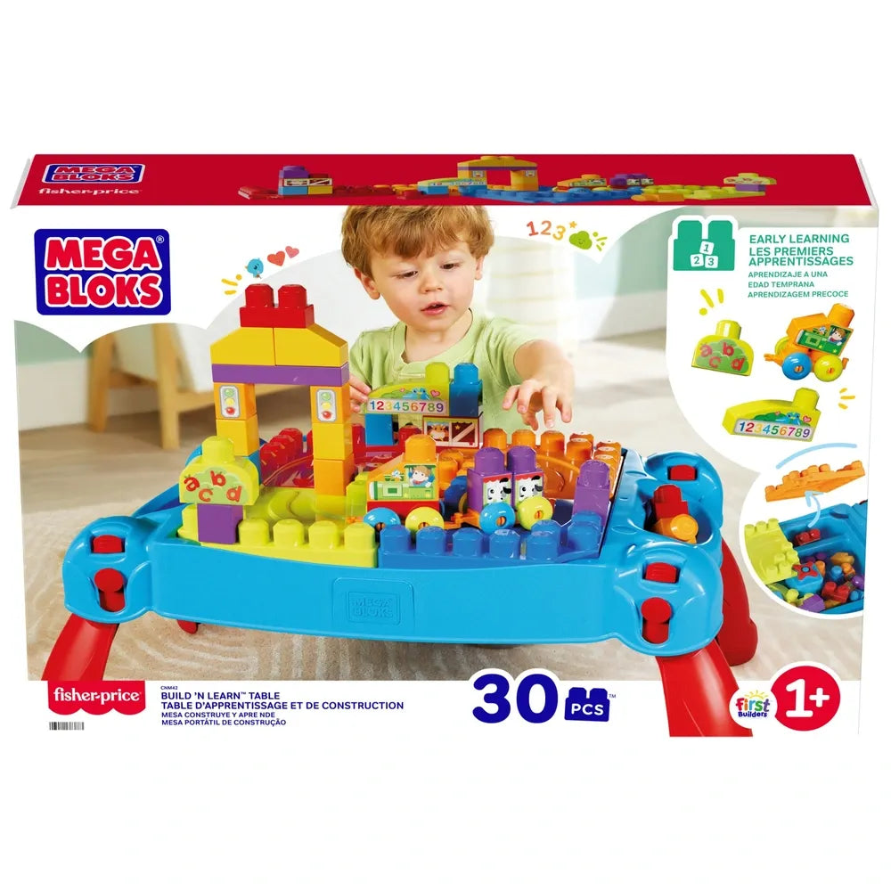 MEGA Bloks Build ’N Learn Table with Blue & Red Building Blocks