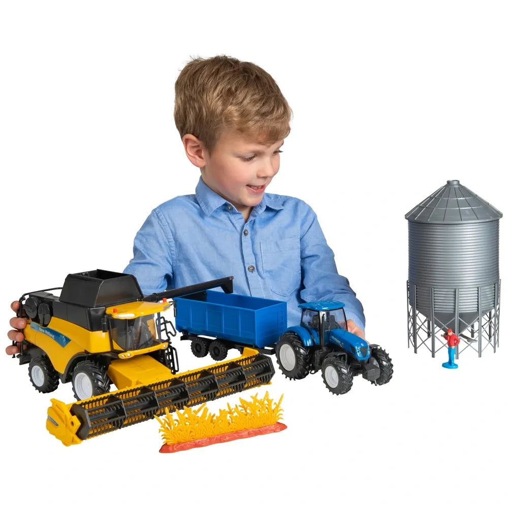 New Holland CR9090 Combine Harvester & Grain Bin 1:32 Scale Set