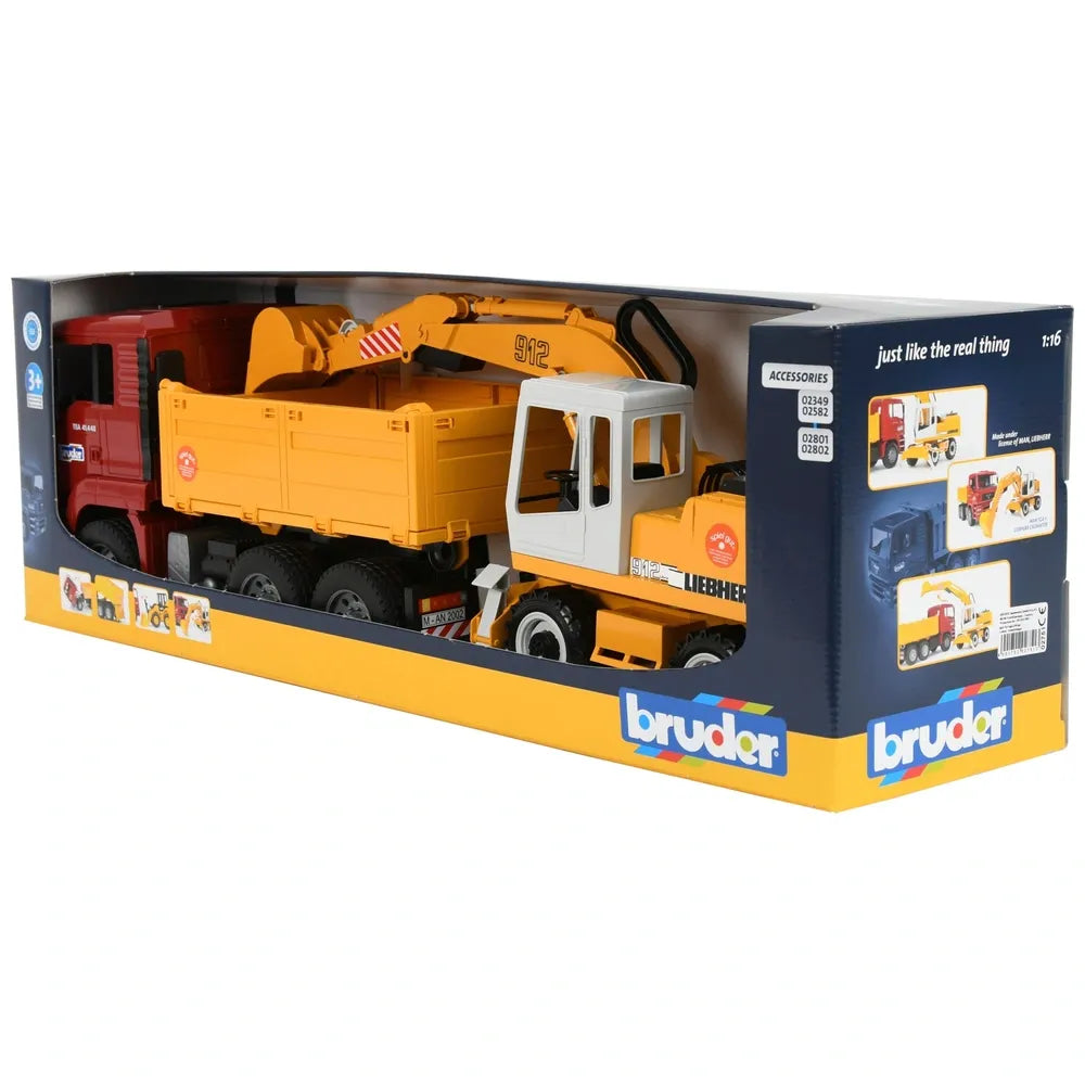 Bruder MAN TGA Construction Truck with Liebherr Excavator Toy