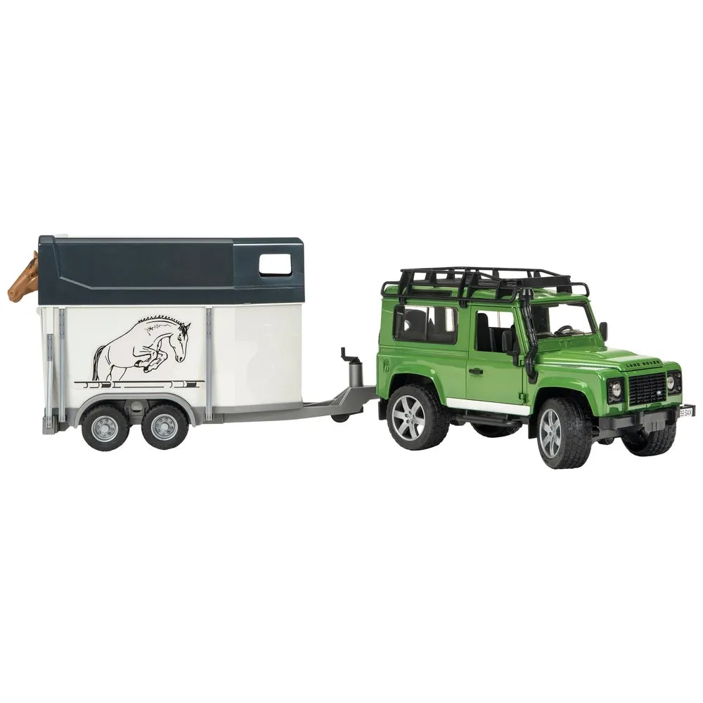 Bruder 1:16 Scale Land Rover Defender with Horse Trailer