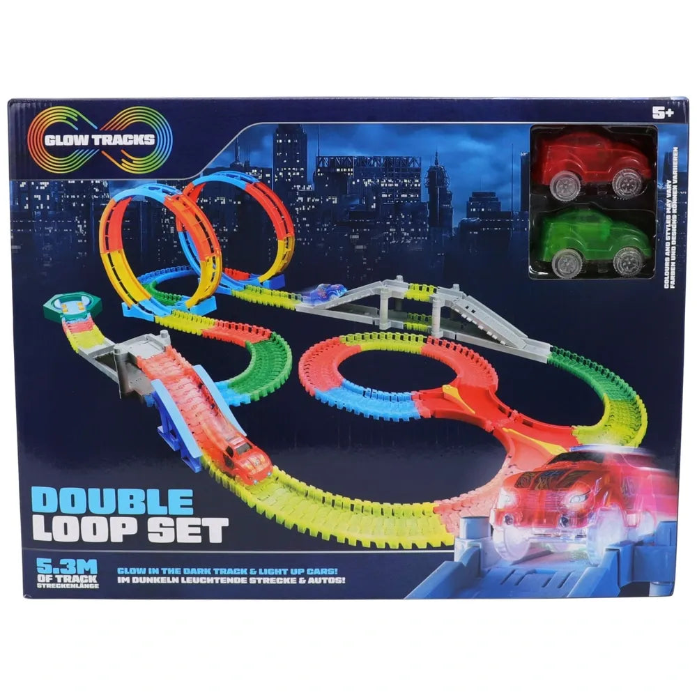 Glow Tracks Glow-in-the-Dark Double Loop Race Track Set