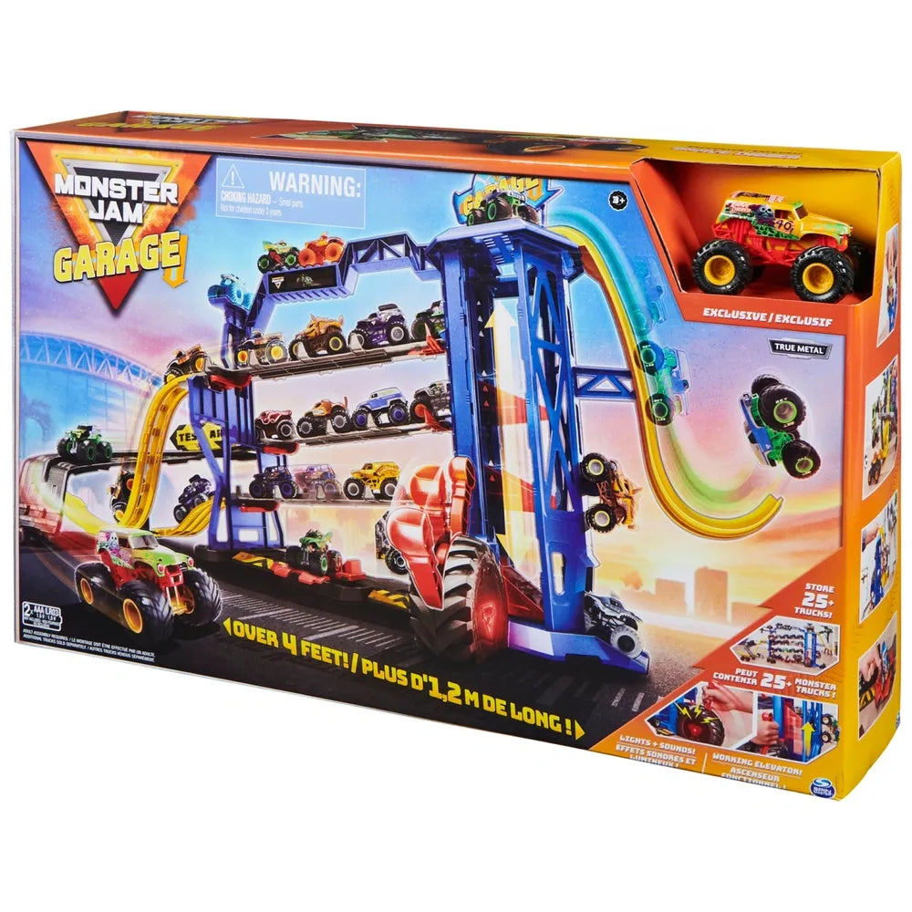Monster Jam Garage Playset with 1:64 Grave Digger Die-Cast Truck