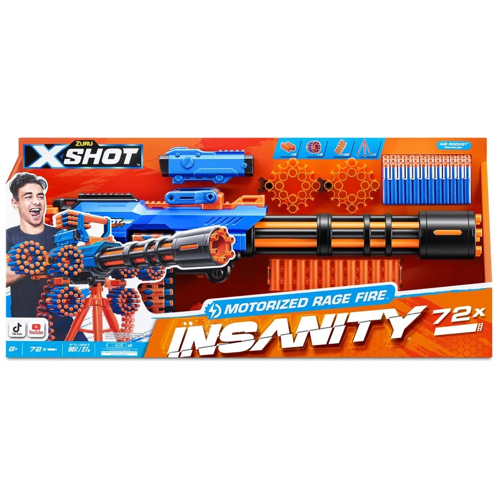 XSHOT by ZURU Insanity Motorized Rage Fire Blaster with 72 Darts