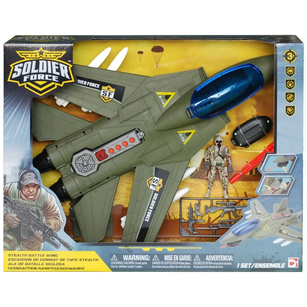 Soldier Force Stealth Battle Wing Jet Playset with Lights & Sounds