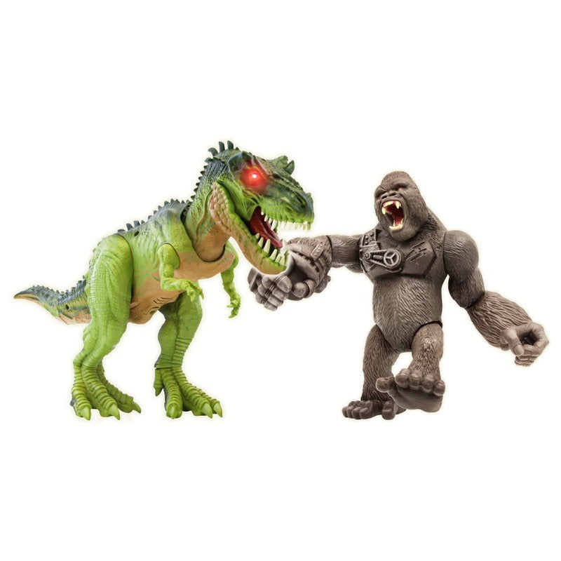 Primal Clash Action Figures 2-Pack: Gorilla vs T-Rex Dinosaur Battle Toy