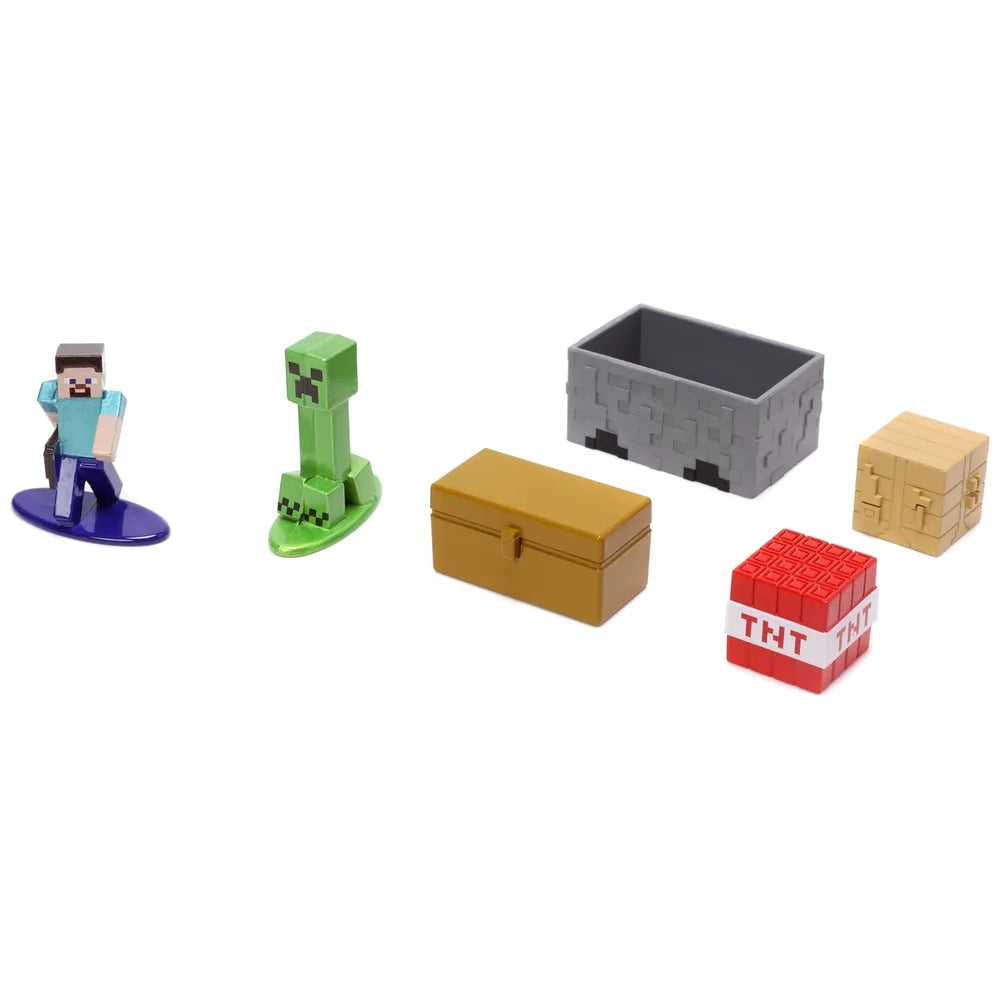 Minecraft Diecast Nano Figures – Overworld Scene Collectible Toy Set