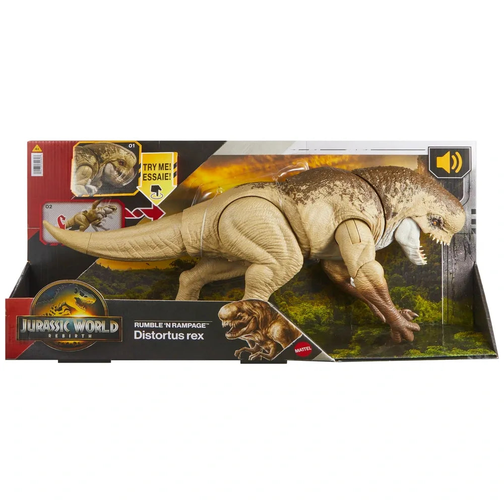 Jurassic World Rebirth Rumble 'n Rampage Distortus Rex Dinosaur Action Figure
