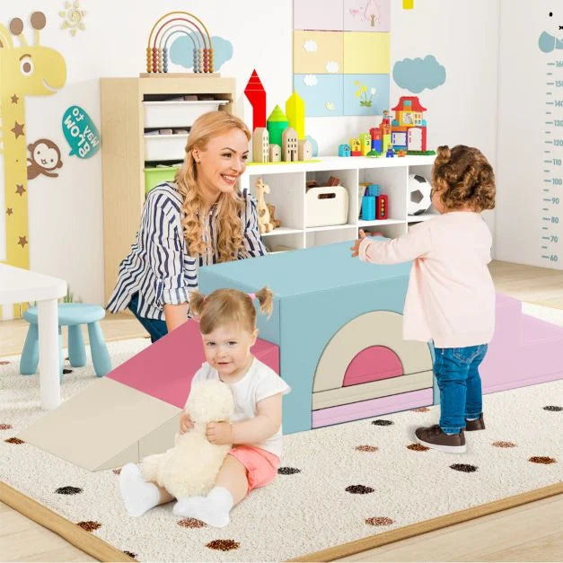 7-Piece Baby Soft Play Climb & Crawl Activity Set with PU Cover