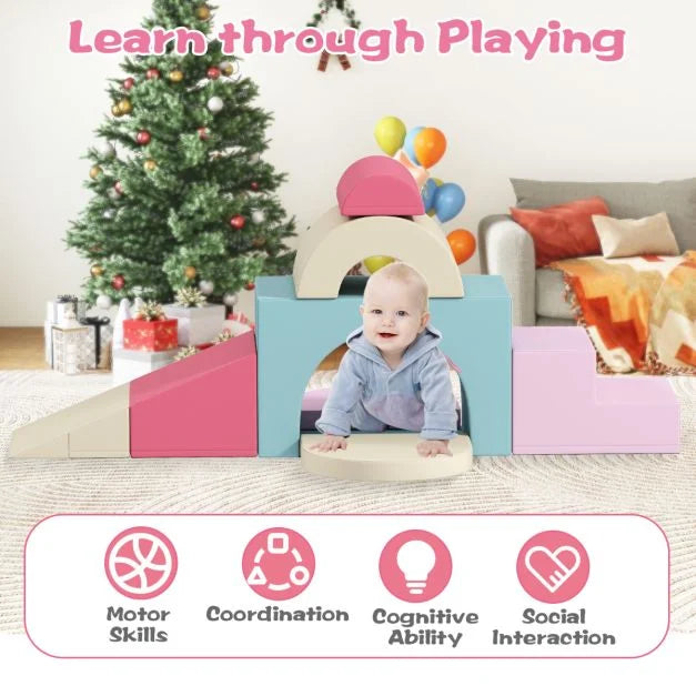 7-Piece Baby Soft Play Climb & Crawl Activity Set with PU Cover