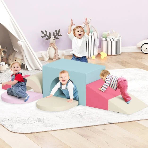 7-Piece Baby Soft Play Climb & Crawl Activity Set with PU Cover