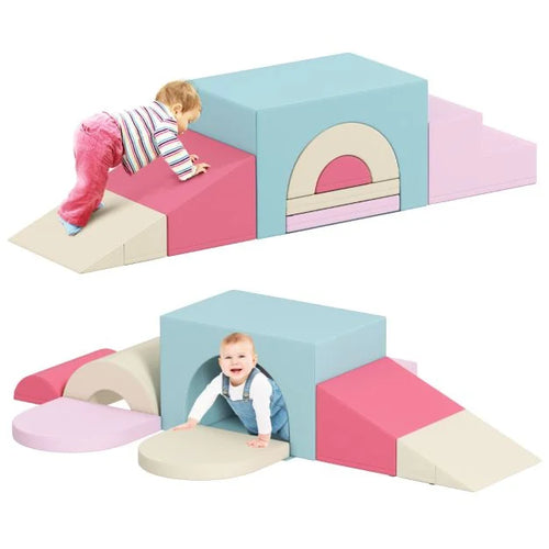 7-Piece Baby Soft Play Climb & Crawl Activity Set with PU Cover