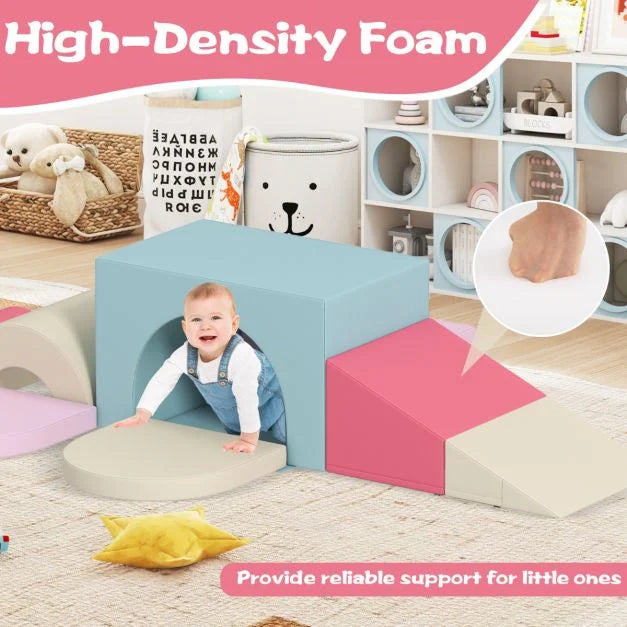 7-Piece Baby Soft Play Climb & Crawl Activity Set with PU Cover