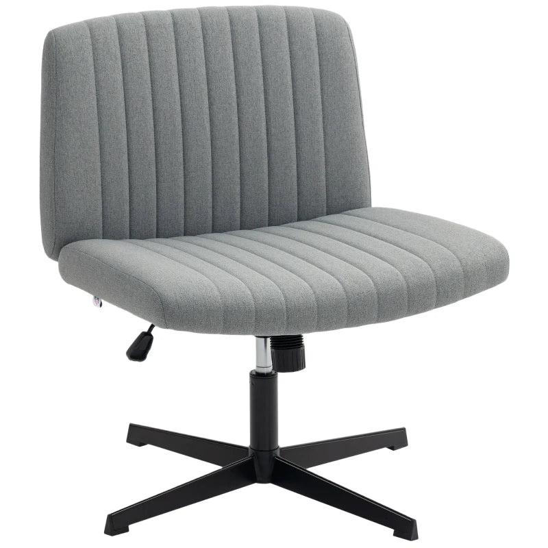 Office Chair – Linen Fabric, Tilt & Swivel, Armless with Criss Cross Legs