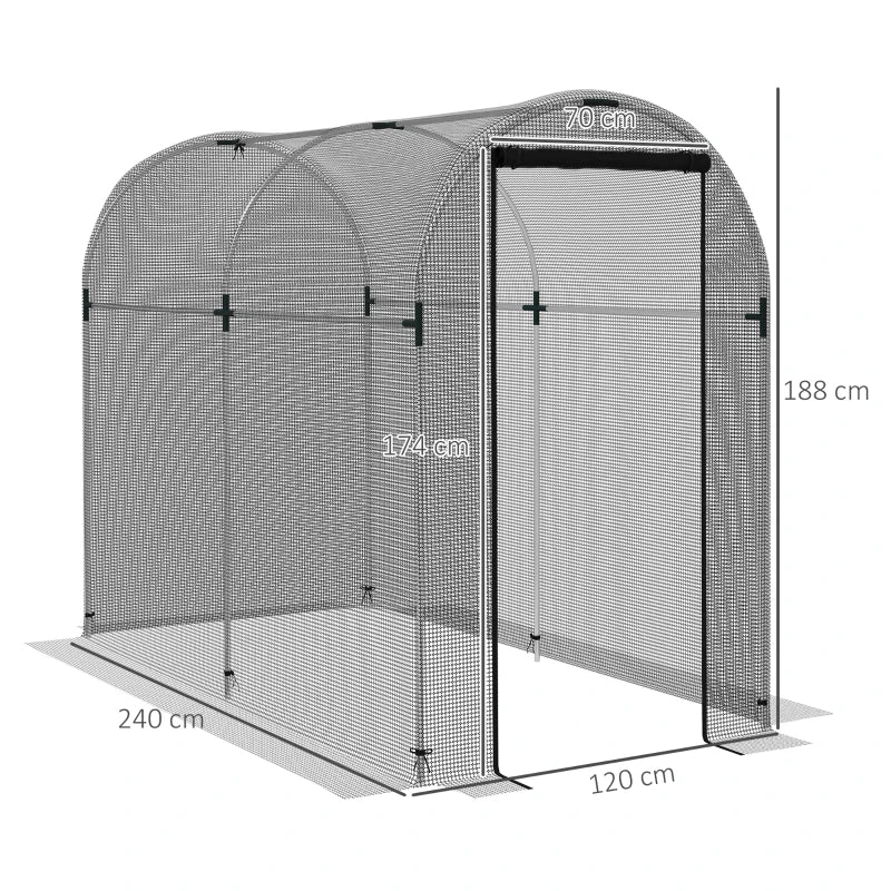 Galvanised Steel Fruit Cage with Zipped Door for Garden Plant Protection 1.2 x 2.4 x 1.9m